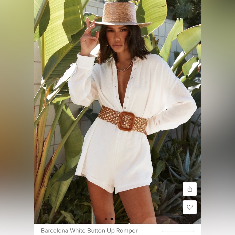 12th Tribe Barcelona White Button Up Romper - Picture 2 of 4